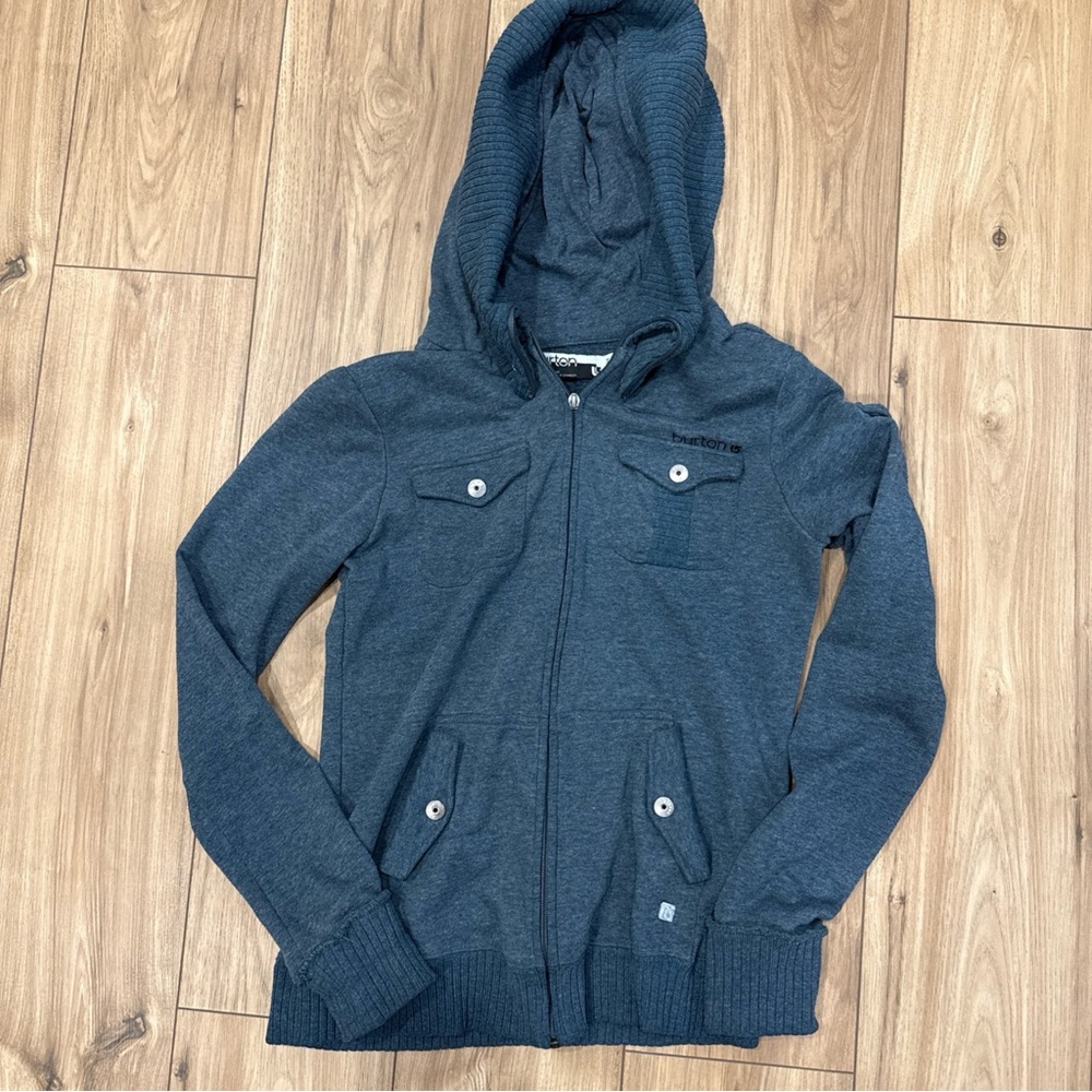 Burton Full Zip Sweater Sz Large Green/blue Outdoor Ski Warm Comfort